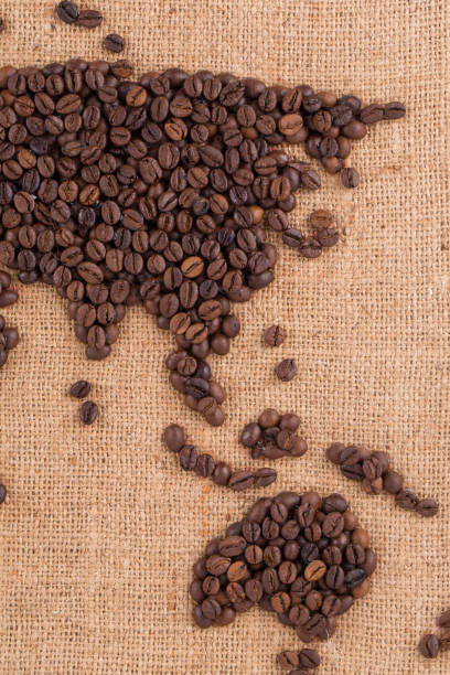 istock Part of beautiful handmade coffee map. 1127147456