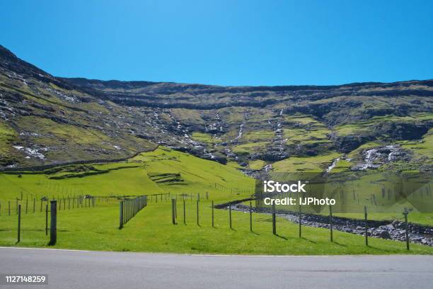 Erosion On Layercake Mountains At Tjørnuvík Of The Faroe Islands Stock Photo - Download Image Now