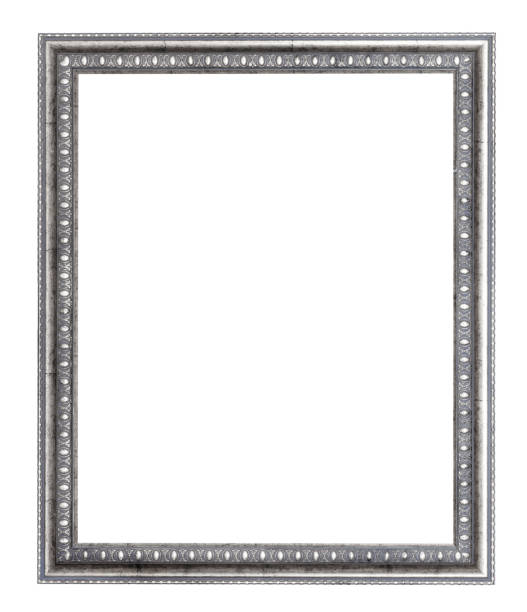 istock empty wide silver carved wooden picture frame 1127148867