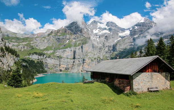 istock Overlooking Oeschinensee in the Swiss Alps 1127149490
