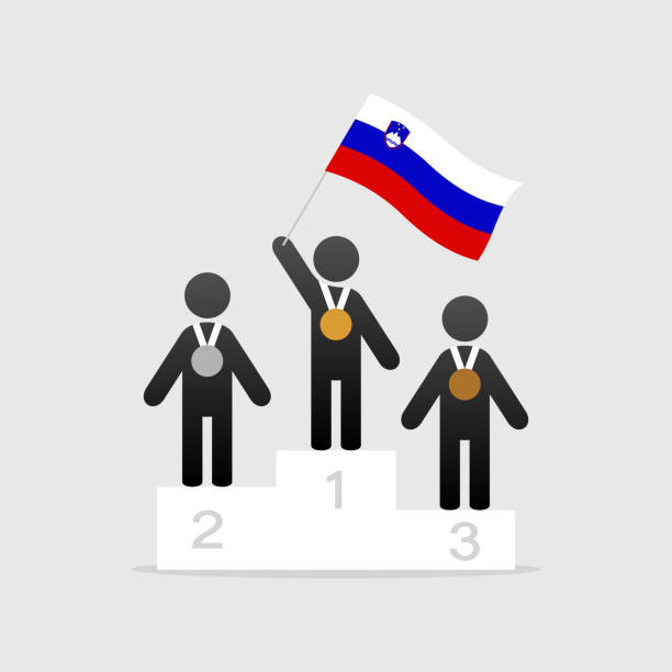 istock Champion with slovenia flag on winner podium 1127150156
