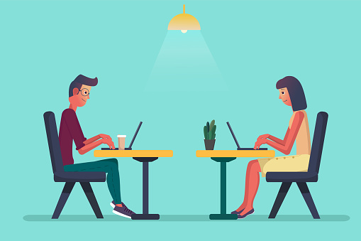 Ilustración de Persona De Carácter De Dibujos Animados Trabajo En Oficina Los Trabajadores Autónomos Socios Trabajando Sobre Mesa De Oficina Con Ordenador Portátil Concepto De Trabajo En Equipo Ilustración De Vector y Ilustración de Persona De Carácter De Dibujos Animados Trabajo En Oficina Los Trabajadores Autónomos Socios Trabajando Sobre Mesa De Oficina Con Ordenador Portátil Concepto De Trabajo En Equipo Ilustración De Vector y