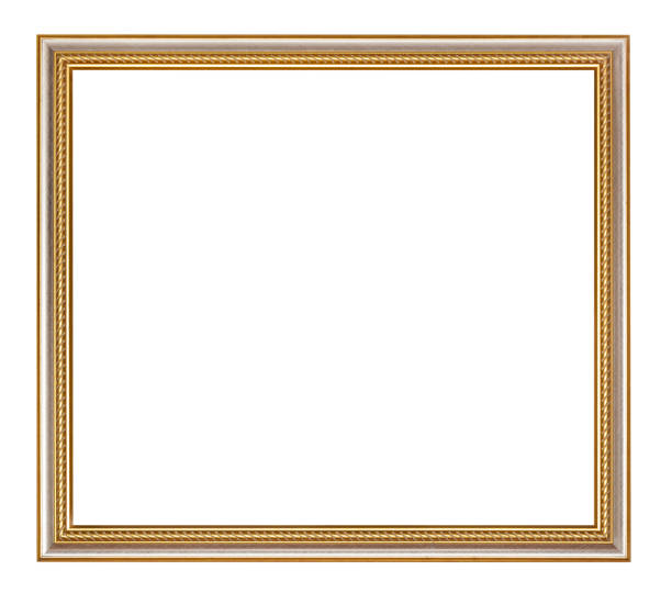 istock empty classic golden wooden picture frame 1127150247