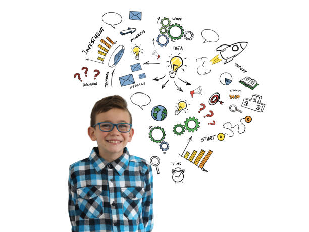 istock Boy child creative bright idea innovation business startup message communication 1127150346