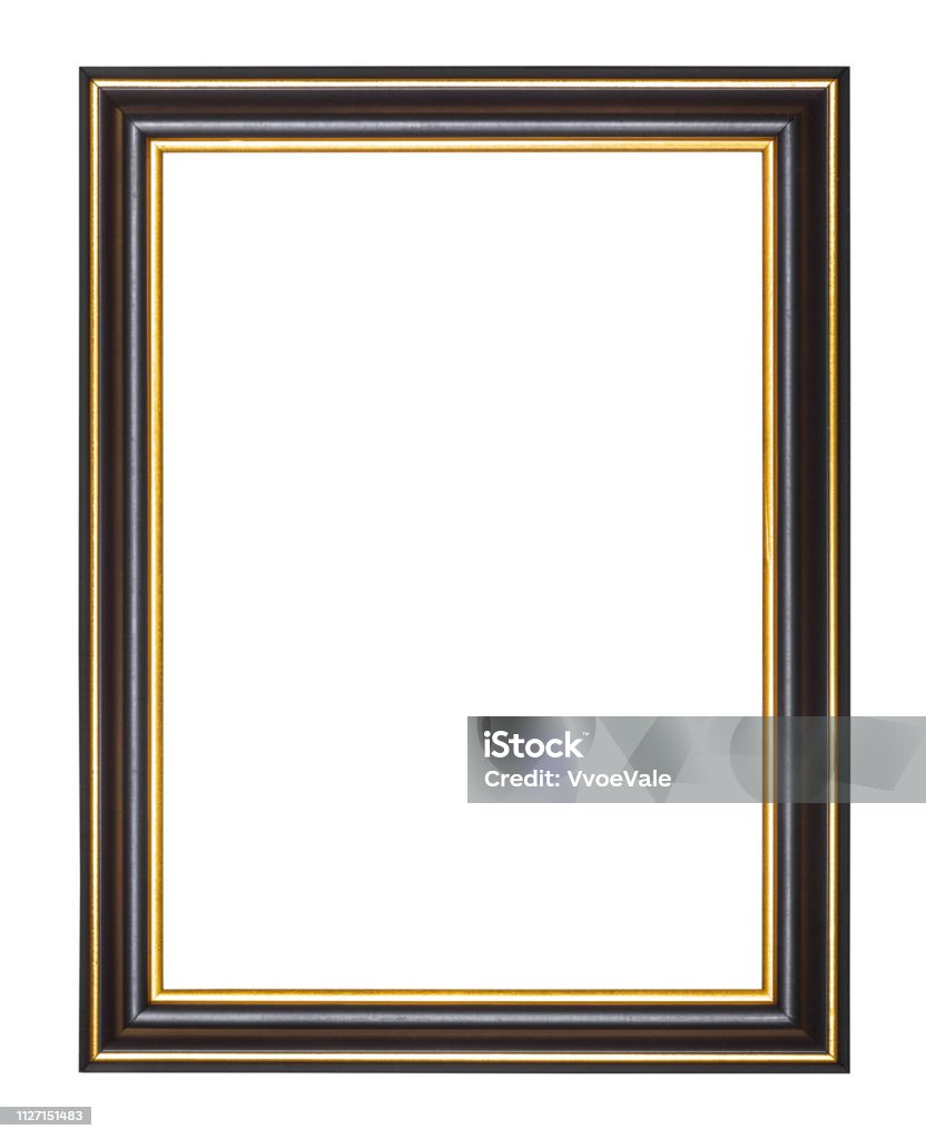 leere breit schwarz und gold Holz Bilderrahmen - Lizenzfrei Bilderrahmen Stock-Foto