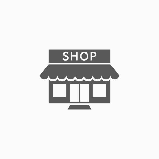 shop, store icon shop, store icon market trader stock illustrations