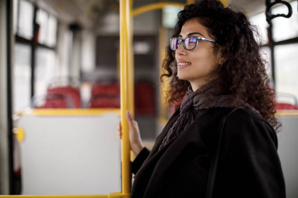 istock Young woman traveling by bus 1127157556