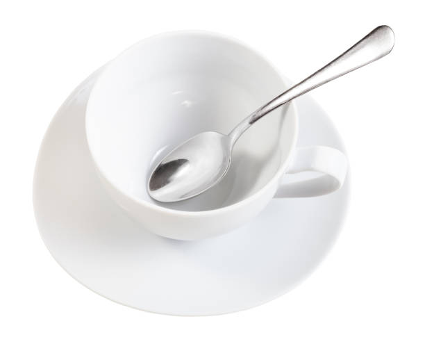 istock above view of white cup with spoon on saucer 1127157636