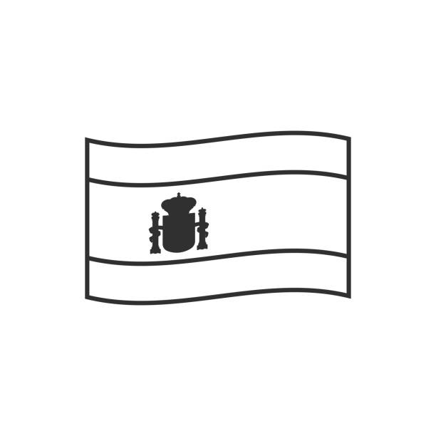 Spain flag icon in black outline flat design Spain flag icon in black outline flat design. Independence day or National day holiday concept. spanish flag stock illustrations