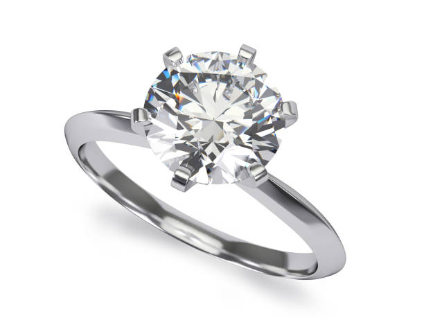 istock Solitaire diamond engagement ring isolated on white background 1127158681