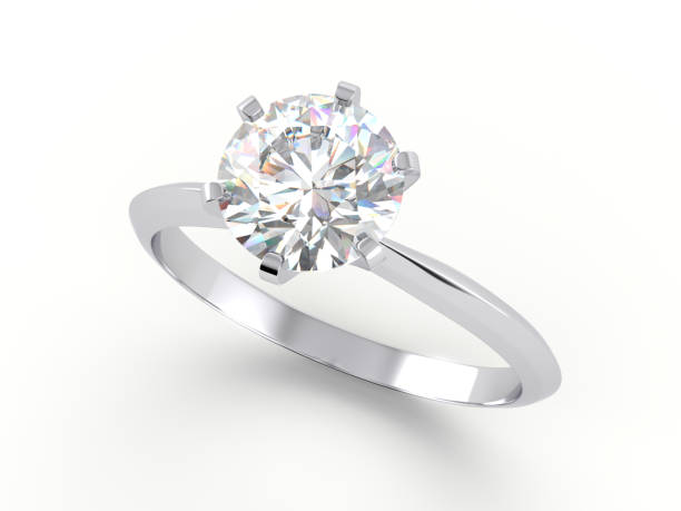 istock Solitaire diamond engagement ring isolated on white background 1127158682