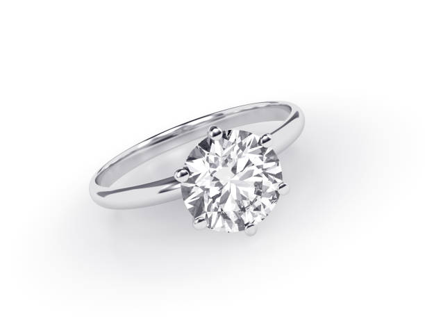 istock Solitaire diamond engagement ring isolated on white background 1127158699