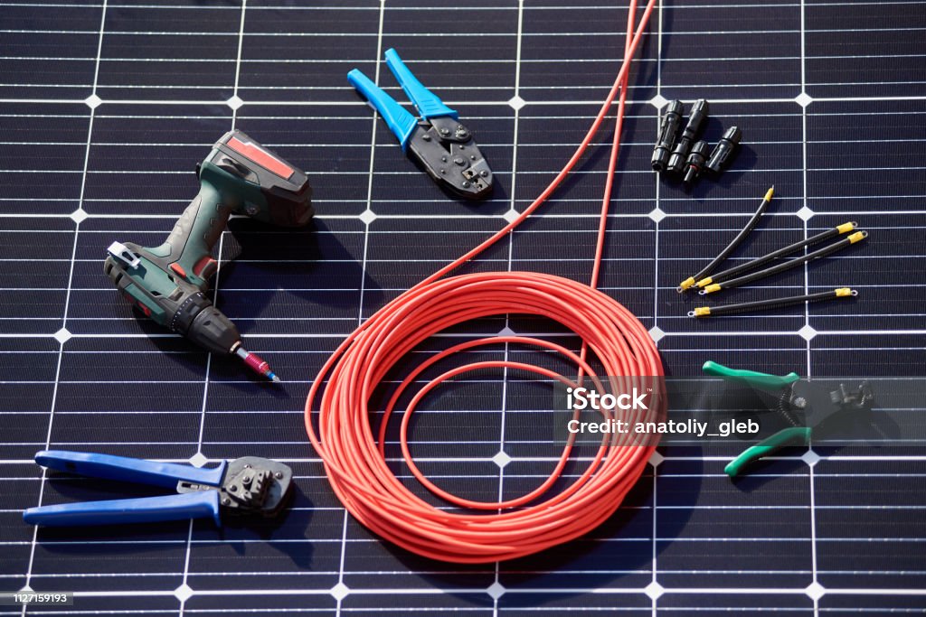 Solar Installing Tools Different Details Instruments For Installing Solar System Stock Photo ...