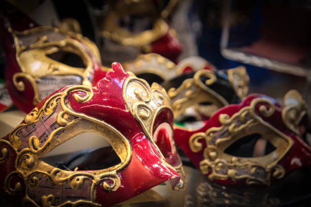 istock Beautiful and bright carnival Venetian masks close-up. 1127160399