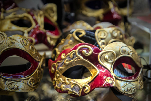 istock Beautiful and bright carnival Venetian masks close-up. 1127160409