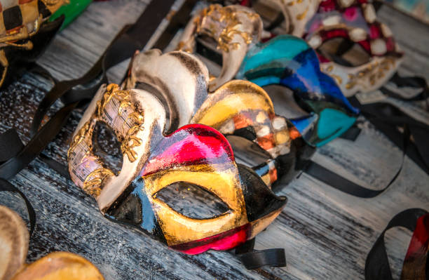 istock Beautiful and bright carnival Venetian masks close-up. 1127160530