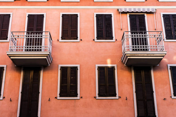 istock Small apartment rooms with identical balconies 1127164157