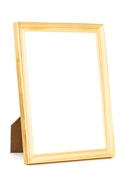 istock Standing wooden picture frame on white background 1127165991