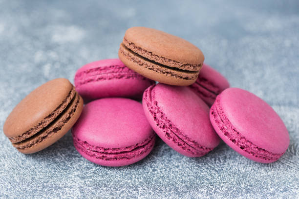 istock Macaroon cookies with black currants close-up 1127167457