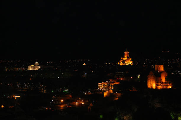 istock Panoramic view of Tbilisi at night 1127168175
