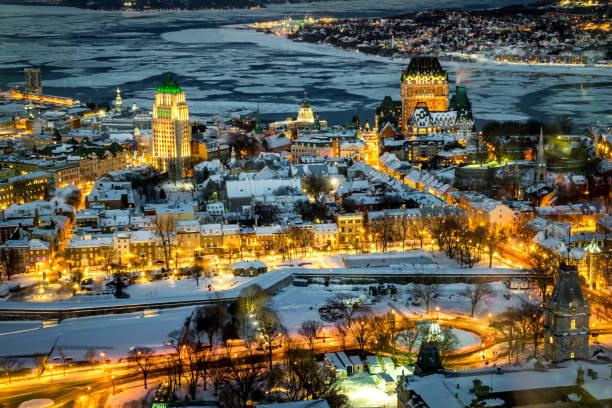 istock Old Quebec city streets at night. 1127171147