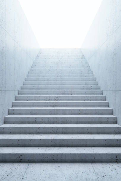 istock conctere staircase lead upward, 3d rendering 1127172198