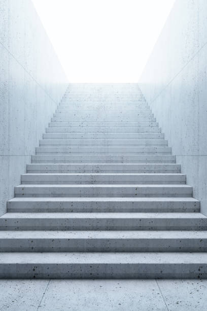 conctere staircase lead upward, 3d rendering stock photo