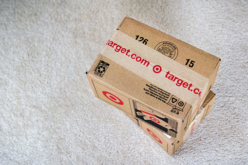 February 3, 2019 Sunnyvale / CA / USA - Target delivery packages; the Company's logo and target.com printed on the boxes