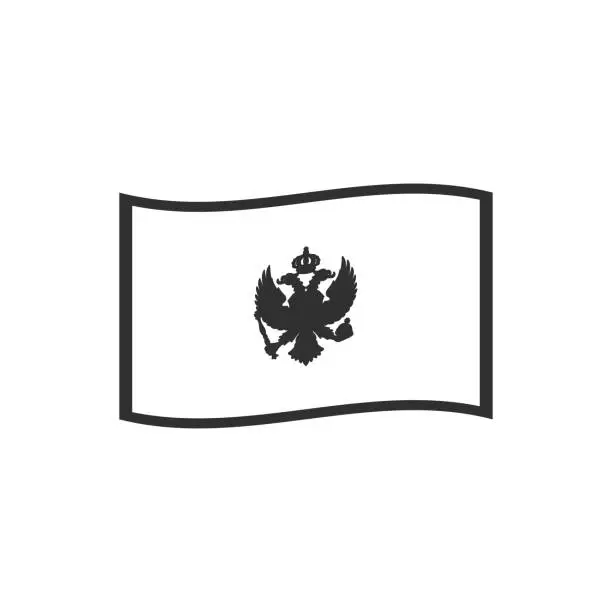 Vector illustration of Montenegro flag icon in black outline flat design