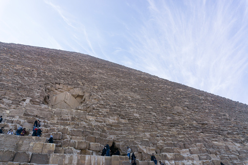 View of the great Pyramid complex of Giza, in Cairo Egypt.