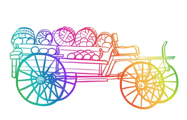 Vector illustration of Fruit Cart Rainbow