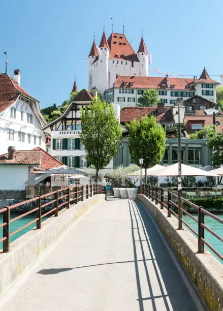 Footbridge over the river with Schloss Thun in Background