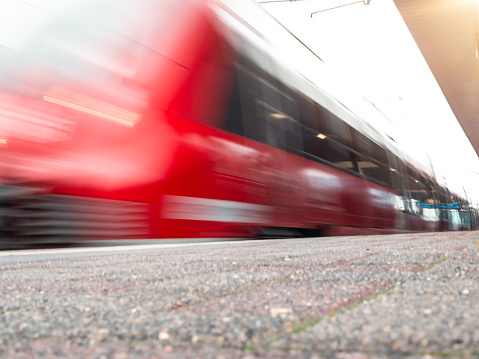 Passing Commuter Train at the Railway  Station.