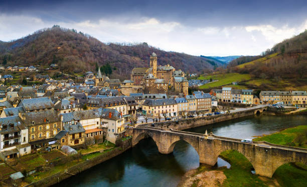 istock Landscape of Estaing with Chateau and bridge 1127193589