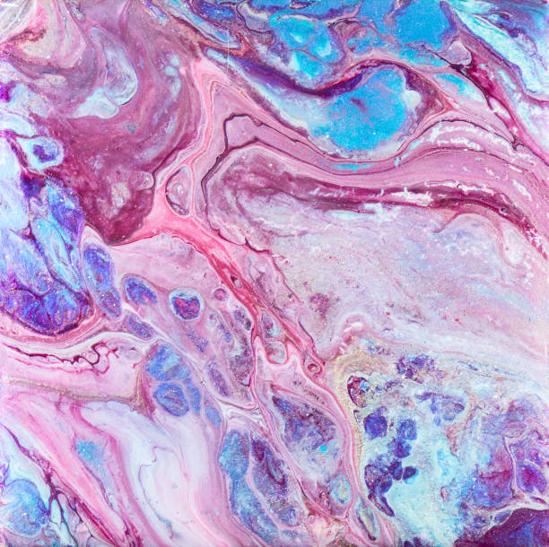 istock Blue and Purple Acrylic Pour Painting 1127200754