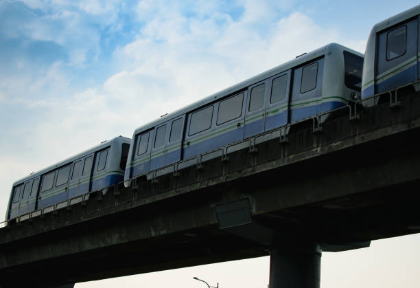 istock Sky rail tracks with blue sky in the background - Chinese public transit 1127202550