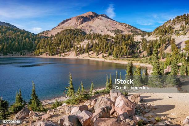 Lake Helen And Lassen Peak In Lassen Volcanic National Park California Stock Photo - Download Image Now