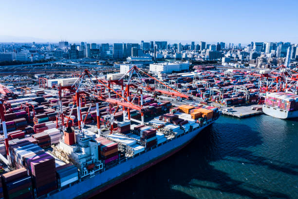 istock Container ships are anchored in the container area of the bay. 1127206961