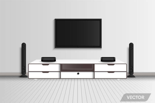 istock Living room interior design and decorative recreation stereo, Vector, Illustration 1127207274