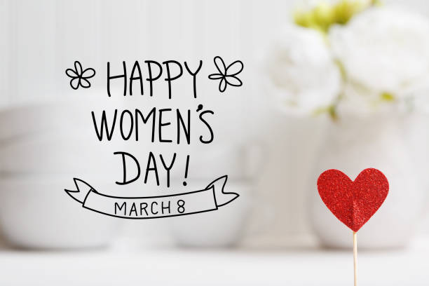 istock Womens Day message with small red heart 1127208519