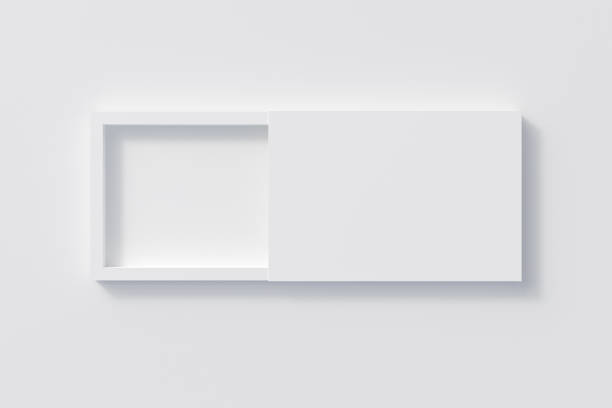 boîte de cadeau de diapositive vierge de plat ouvert - box white packaging blank photos et images de collection