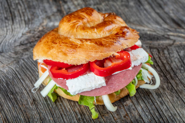 istock Food. Delicious, big sandwich on the table 1127213843