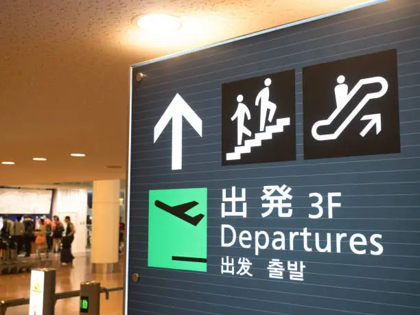 airport departure lobby guide signboard