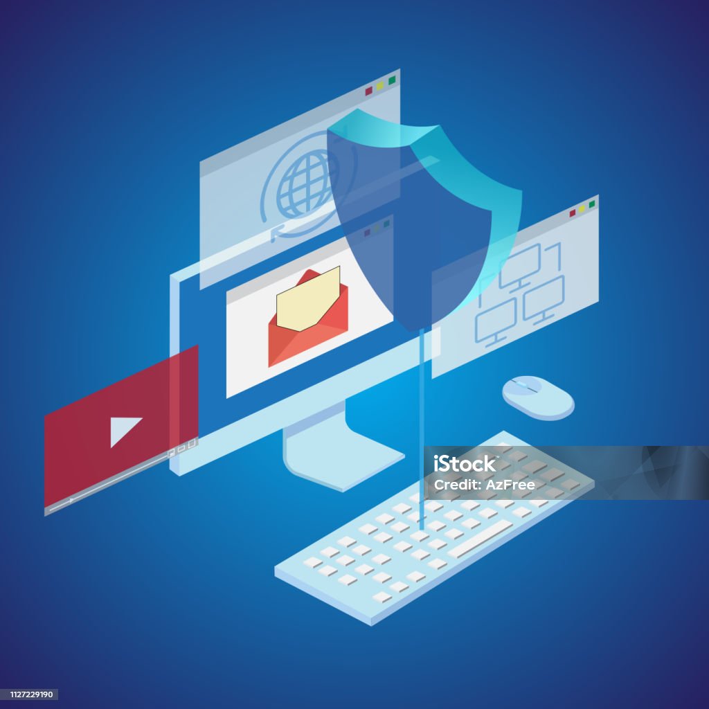 Computer Network Securityvector Network Security Concept Computer Vector Stock Illustration - Download ...