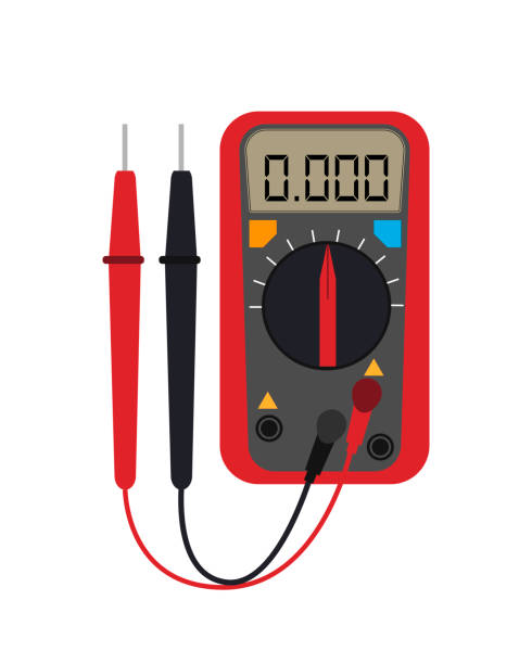 illustrations, cliparts, dessins animés et icônes de multimètre numérique. instrument de mesure électrique : tension, intensité, puissance, ohmmètre. plat style. - digital voltmeter