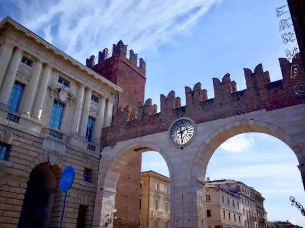 Verona, Italy-October 12,2015-ancient city wall of Verona