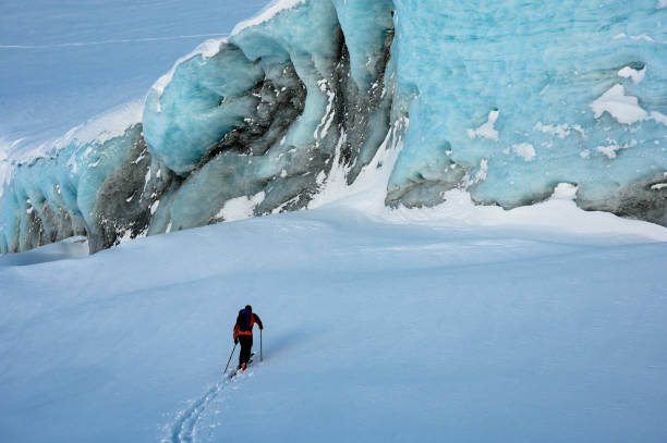 istock Ski touring to an ancient glacier 1127237171