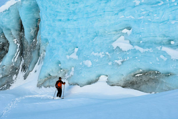 istock Ski touring to an ancient glacier 1127237178
