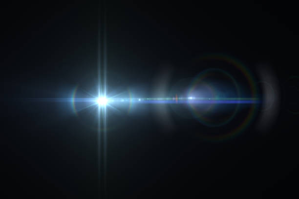 렌즈 플레어, 빛, 추상적인 검은 배경 우주 - 빛 뉴스 사진 이미지