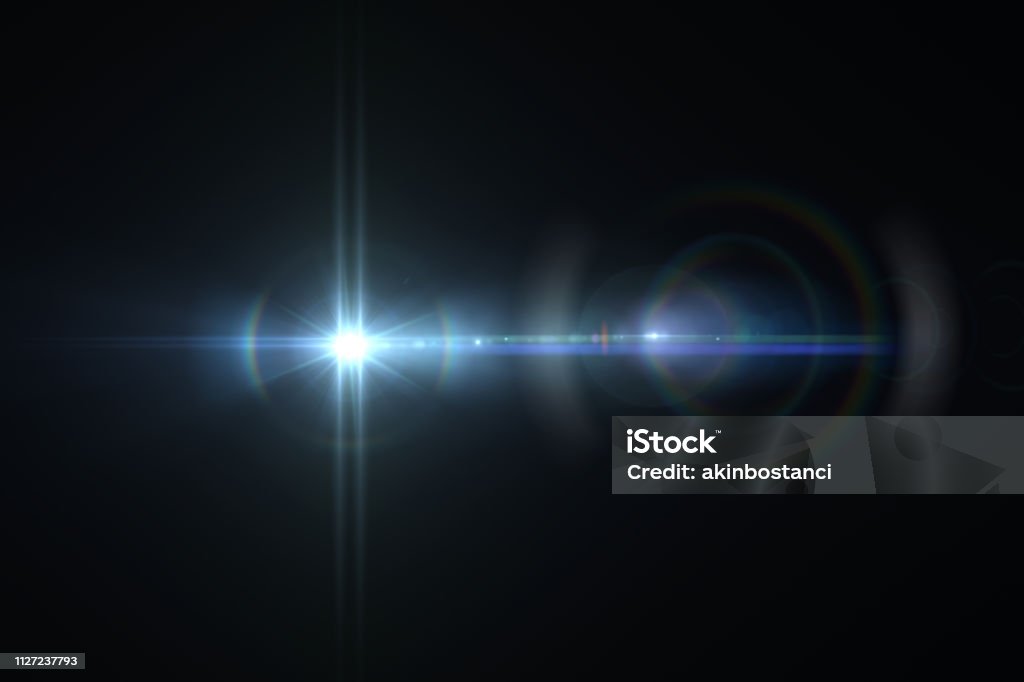 Lens Flare, Space Light, Abstract Black Background Lens Flare on Black Background, Solar Energy, Abstract Lens Flare Stock Photo
